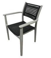 Chaise empilable en plastique PP pour extérieur, assise et dossier à lattes, pour jardin, bord de piscine, café, restaurant