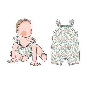 Bebek Romper Elastik Süt Proteini Elyaf Kumaş Yaz Fırfırlı Kolsuz Esnek Bebek Tulum Bebek Sporları için Uygun - Product Image 5