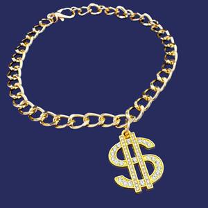 Collier pour animaux de compagnie style cubain, accessoires de bijouterie, chaîne en or avec pendentif dollar serti de diamants - Product Image 6