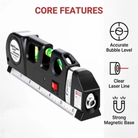 Kit de niveau laser multifonctionnel à faisceau croisé avec règle métrique de 2,5 m (8 pi) pour l'alignement des carreaux et la fixation d'images - AikTryee