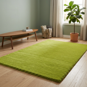 Alfombra Peluda Verde Lima – Alfombra Suave y Afelpada para Dormitorio, Sala de Estar y Decoración del Hogar - Product Image 2