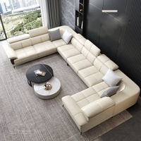 Möbelfabrik Wohnzimmer Sofagarnitur Echtes Leder Couch Lounge U-förmiges Ecksofa