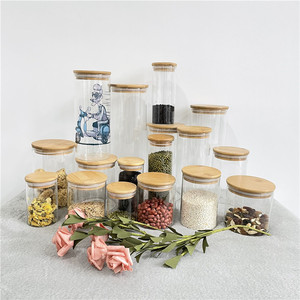 Sublimation Blanks Sealed Bamboo Lid Glass Food Canister Stash Jar For Storage Flour, Sugar, Cookies, Rice, Coffee Beans