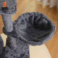 Arbre à chat grand format moderne avec maisonnette, plateforme de saut et poteau en sisal sur support en bois