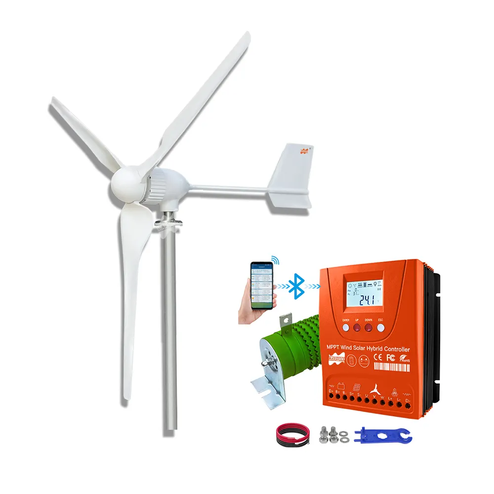 Hochwertiges 1000W 24V/48V Wind Kleines Windmühlen system Hybrid Wind Solar Power System Turbinen generator Mit Controller WIFI