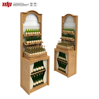 Étagère d'exposition de bois spécifique pour boissons et vins, avec étagères incurvées et armoire de rangement, pour supermarché TDP