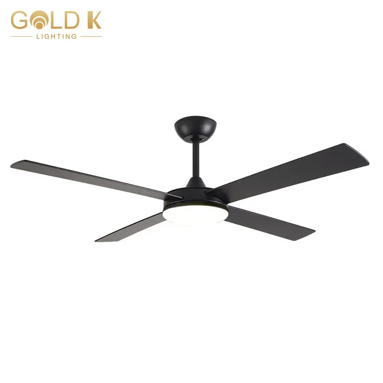 Modern simple fan lamp ceiling 4 black plywood blades remote control dc light with fan ceiling with light