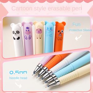 Стираемая гелевая ручка с блестками, милый дизайн с головой медведя, толщина линии 0,5 мм, черные/синие чернила, пластиковая гелевая ручка - Product Image 5