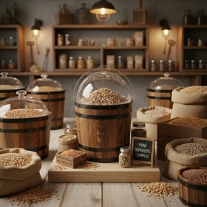 Cubo para Alimentos de Madera y Acero Inoxidable para Almacenamiento y Transporte - Product Image 1