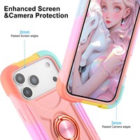 Coque de téléphone en silicone magnétique double anneau colorée de luxe, antichoc et anti-chute pour iPhone 17 Pro Max 16 15 14 12