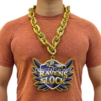 Collier 3D en plastique doré personnalisé avec grand logo, idéal pour les fans de football, de baseball et autres sports, avec anneau détachable