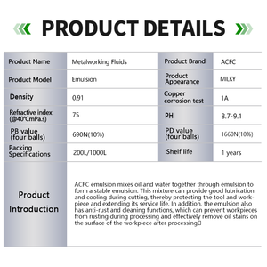 Emulsão ACFC 75 Concentração Anticorrosiva para Metalurgia, Fluido de Corte Lubrificante e Refrigerante, Óleo Emulsificado para Proteção contra Corrosão - Product Image 2
