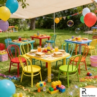 Chaise d'hôtel en fer à double anneau au design moderne pour enfants, chaise en métal durable pour événements et fêtes d'anniversaire