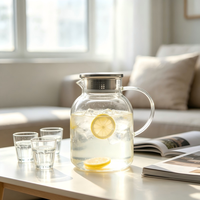 Carafe à eau moderne en verre borosilicate résistant à la chaleur, grande capacité, avec filtre en acier inoxydable pour le thé