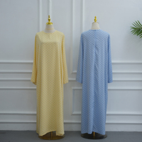 Robes élégantes pour femmes Loriya, à pois, abaya fermée avec ceinture assortie et manches évasées, robe musulmane pour femmes