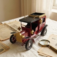 Modèle de voiture vintage antique en métal moulé sous pression, peint à la main, ornement de bureau, cadeau de festival pour les amateurs de voitures