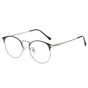 Lunettes anti-lumière bleue YC9604 à monture métallique ronde, unisexe, verres plats, taille moyenne, adaptées aux visages ovales, pont nasal standard - Product Image 1