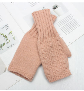 Guantes de medio dedo acrílicos de estilo para mujer, calentadores de muñeca de punto acanalado, mitones para Otoño Invierno, 2017 - Product Image 5
