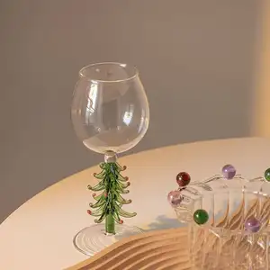 韓国のInsオリジナルデザインホリデーギフトクリスマスツリーワインカップステンドグラスマグトールシャンパンカップ