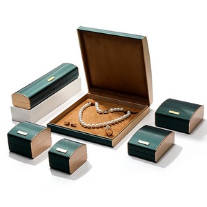 Custom High end gold border jewelry packaging box brushed <b>leather</b> ring pendant <b>bracelet</b> box jewelry box arched jewelry box - Product Image 6