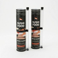 Boîte d'emballage pour sushis à emporter biodégradable, tube en carton imprimé sur mesure, conteneur cylindrique de qualité alimentaire