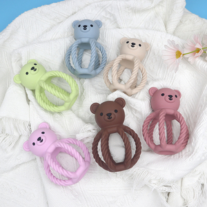 Tùy chỉnh nhà sản xuất trẻ sơ sinh Cảm giác động vật gấu Rattle Teether Đồ chơi bé mọc răng đồ chơi Silicone teethers BPA miễn phí - Product Image 4