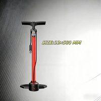 Pompe à main Worldcycle 32B-03 haute pression (>160 PSI) 1 voie en acier pour VTT et vélo de route avec manomètre et tuyau – Pompe de sol portable