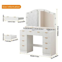 Meuble de chambre à coucher avec éclairage LED, coiffeuse avec miroir, table de maquillage moderne en bois, coiffeuse pour salon