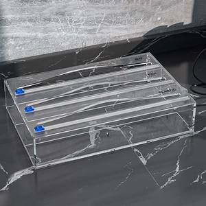 ตัวจัดระเบียบพลาสติกอะคริลิคตัวจ่ายพลาสติกสำหรับห้องครัวลิ้นชักอลูมิเนียมฟอยล์ตกแต่งที่เก็บของติดผนังตัวยึดตัด - Product Image 5