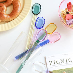 高級ホウケイ酸ガラス製コーヒー攪拌スプーン、鏡面仕上げの長いハンドル、環境に優しく食器洗い機対応、カスタムカラーハンドル - Product Image 4