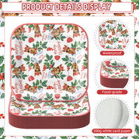 Assiettes en papier carrées imprimées pour Noël, populaires pour les fêtes de fin d'année, les dîners en famille et les événements saisonniers
