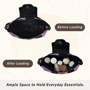 Hawaii Purple Hau <b>Flower</b> Design PU Leather Handbags <b>Single</b> Straps Tote Purses Bucket Custom Logo Women's Shoulder Bag for Ladies - Product Image 4