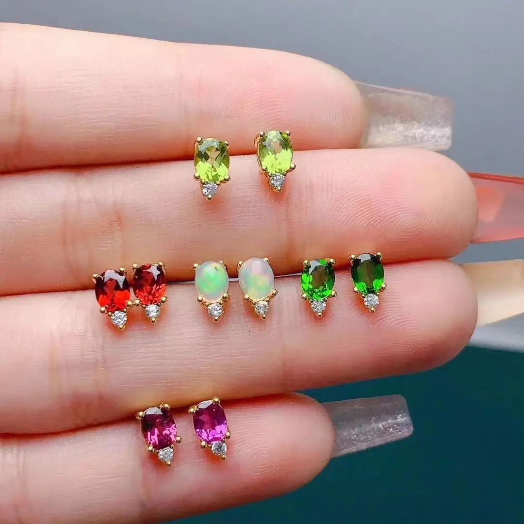 Heiße beliebte neue Design benutzer definierte Tearsrop Perlen handgemachte Indien Hoop natürliche Diopsid Ohrringe