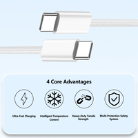 Nuevo Cable USB Tipo C a Tipo C de Nailon Trenzado de 60w con Carga Rápida PD 2.0 para Productos Electrónicos