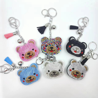 Porte-clés multi-têtes d'ours scintillantes entièrement ornées de strass avec pompons, pendentif suspendu de haute qualité, best-seller