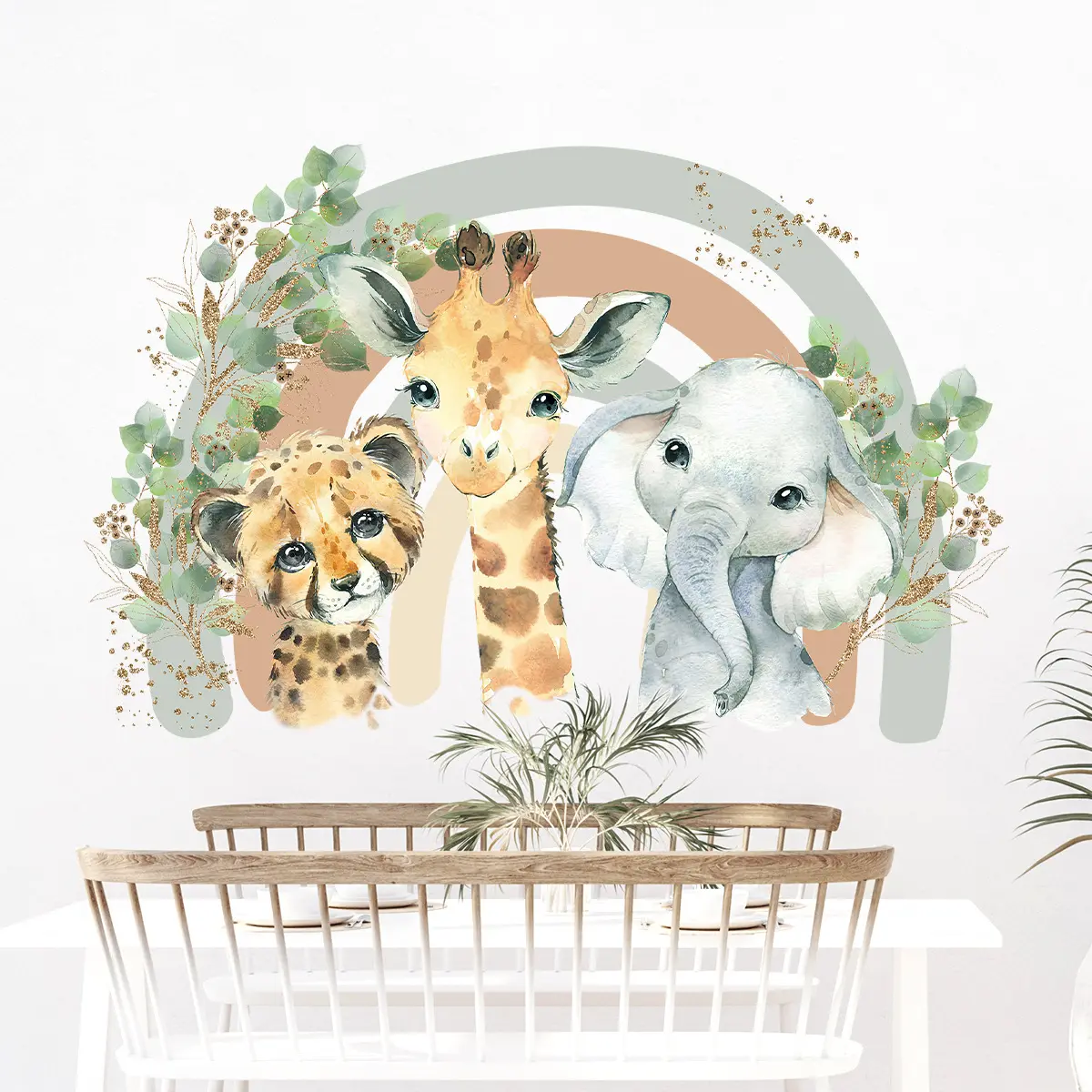 Custom Plant Wall Sticker Elephant Lion Giraffe Animals Wall Decals Eco-friendly for Children Room Easy Stick and Peel