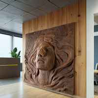 Sculpture murale de sirène en bois de caoutchouc 3D sculpté, design ondulé – Art populaire moderne durable à suspendre pour salon – Personnalisable