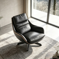 Fauteuil pivotant en cuir, design moderne avec cadre incurvé, fauteuil relax individuel pour salon, chambre ou coin détente