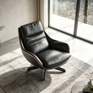 <span class=keywords><strong>Fauteuil</strong></span> pivotant en cuir, design moderne avec cadre incurvé, <span class=keywords><strong>fauteuil</strong></span> <span class=keywords><strong>relax</strong></span> individuel <span class=keywords><strong>pour</strong></span> salon, chambre ou coin détente - Product Image 3