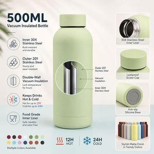 Hot Sale Customize Logo Stainless Steel Cup 500ml Water Bottle Double Wall Straight Vacuum <b>Flask</b> - Product Image 3