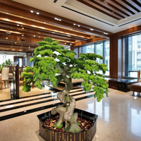 Grand arbre artificiel en pin bonsaï de luxe de 1,7 m, écologique, décoratif pour l'intérieur/l'extérieur, en fibre de verre + plastique
