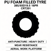 No Inflation Polyurethane Foam Filled Tyre IN385/65D19.5 CRT201 High Bearing Capacity for Job Site Aerial Machinery
