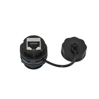 Connecteur Ethernet RJ45 blindé à montage sur panneau, étanche IP68, avec contacts en cuivre, boîtier en nylon, adaptateur mâle/femelle