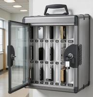 Boîte de rangement pour téléphone de bureau en alliage d'aluminium rectangulaire Glosen N2624 à 24 emplacements avec verrouillage par minuterie, casier pour téléphone portable de bureau pour éviter les distractions