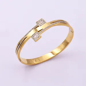 Wholesale Custom Fine Jewelry Bracelets 316L Stainless Steel Fashion Jewelry 18K Gold Plated Bracelets Bangles For Women