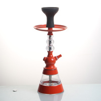 Perlengkapan Shisha Hookah Merah Modern dengan Selang Silikon, Nargile Akrilik Ringan untuk Pesta Bar