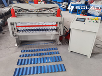 Máquina perfiladora de chapa corrugada trapezoidal de doble capa para techos, con control PLC, corte hidráulico y bomba de motor de engranajes