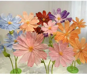 زهور ورقية ضخمة لصنع ديزيز يدوية للتزيين في مركز التسوق وديكور الزينة وديكور الزفاف 2024