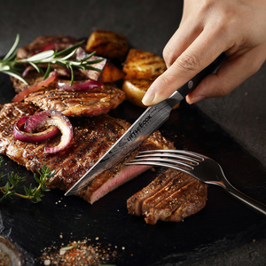 Couteaux de cuisine professionnels Little Cook, ensemble de couteaux à steak dentelés de 4,5 pouces, ultra-affûtés, en acier inoxydable, avec manche pleine longueur - Product Image 4