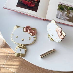 Miroir de bureau décoratif créatif en forme de chat doré et argenté, personnage de dessin animé mignon, miroir de retouche personnalisable pour usage cosmétique de table - Product Image 1